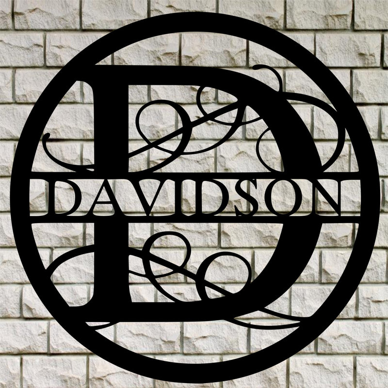 Décoration murale monogramme circulaire, H 18 po x l 18 po x P 0,25 po, Dos plat