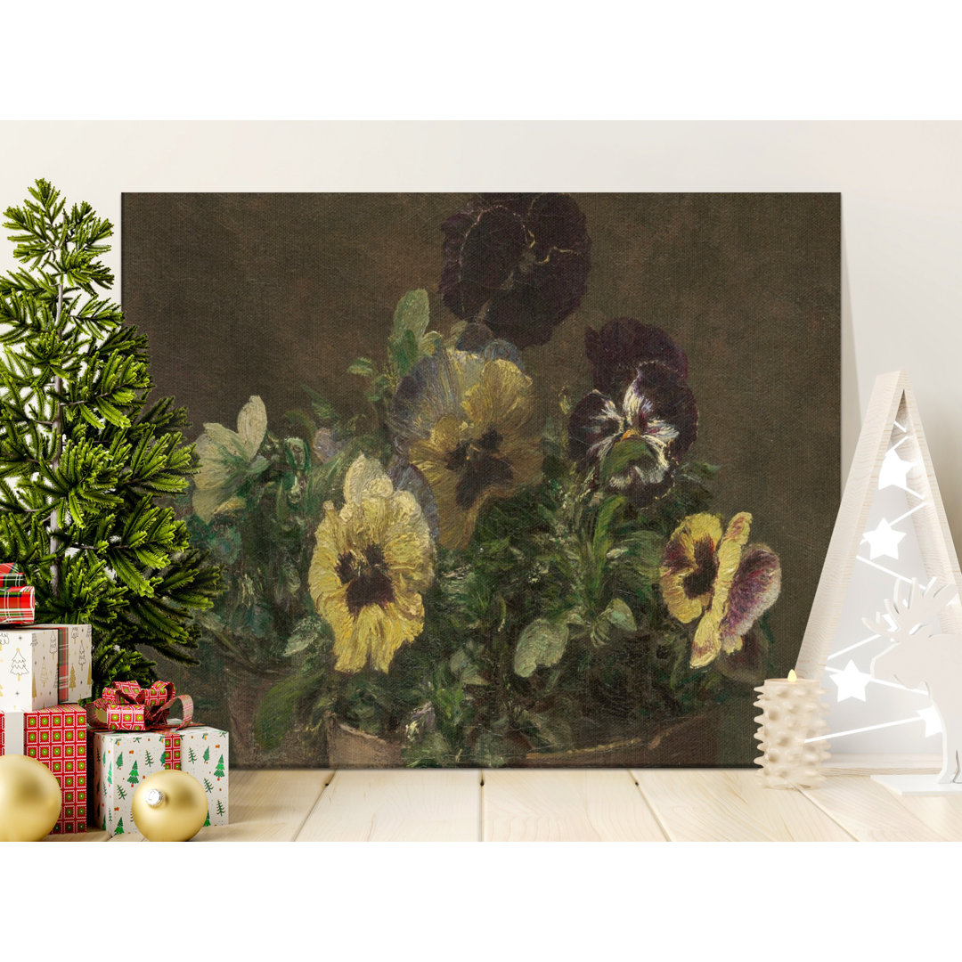 Pansies Canvas Wall Art, Floral Still Life, Gallery Wrapped Canvas Print, Ready to Hang Art, Archival Quality decor, Pansy Flower Artwork