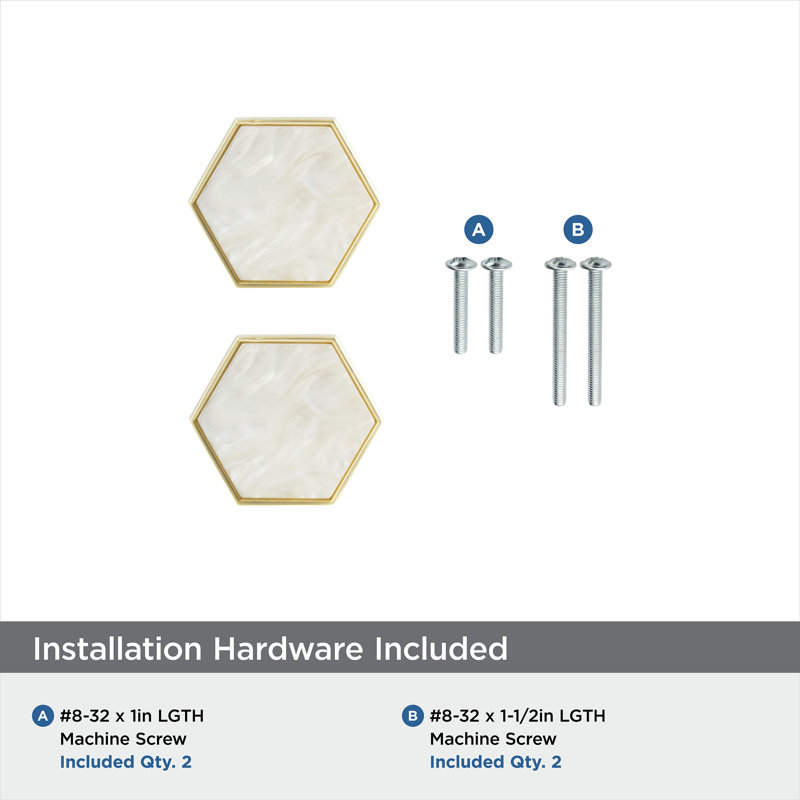 Gold and Mother of Pearl Hexagon Cabinet Knob Set