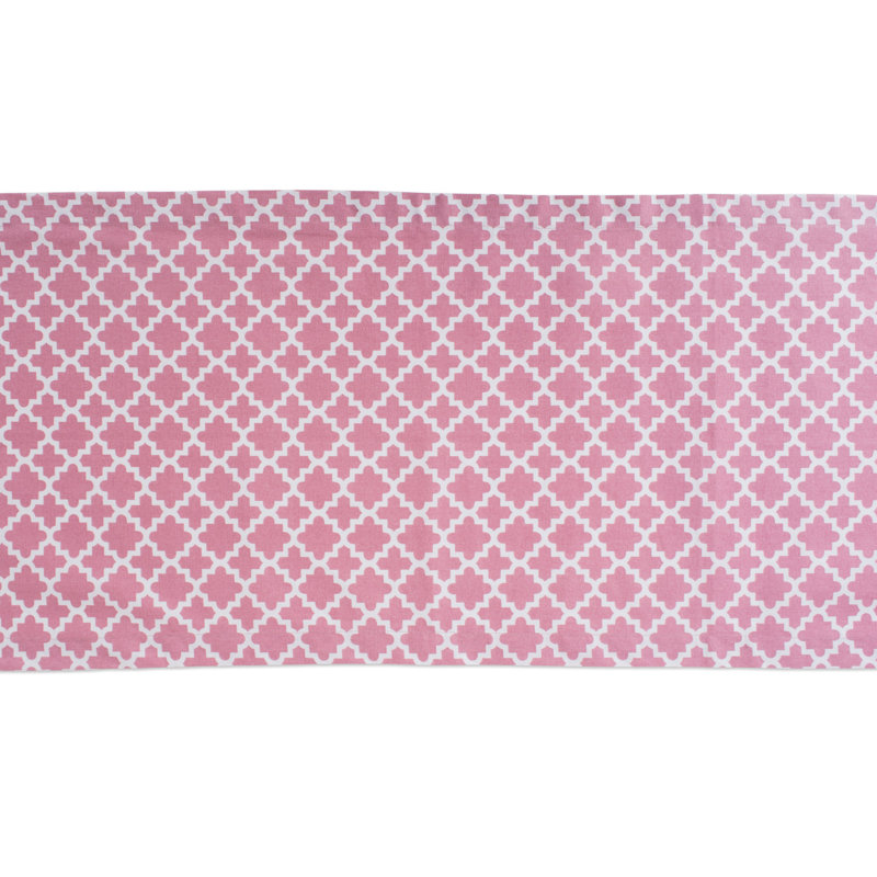 Trung Geometric 100% Cotton Table Runner, Rose, 108" L x 14" W
