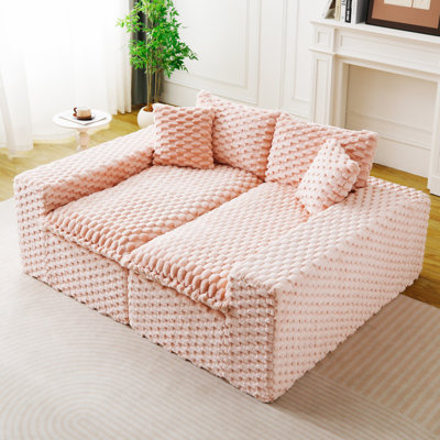 Pink Turtle Velvet Multifunctional 4-seat Sofa With Flexible Arrangement