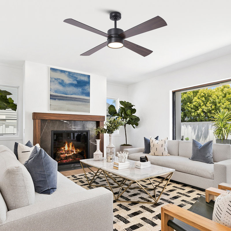  52" Smart Dimmable LED Ceiling Fan with RGB Lights, 3 Color Lights, 6-Speed Reversible DC Motor, Double-Sided Blades, Remote/APP Control