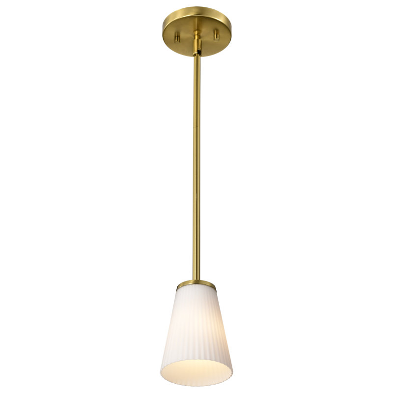 Royale -  Pendant - Ribbed Glass, Burnished Brass, 5.75" H x 4.92" W x 4.92" D