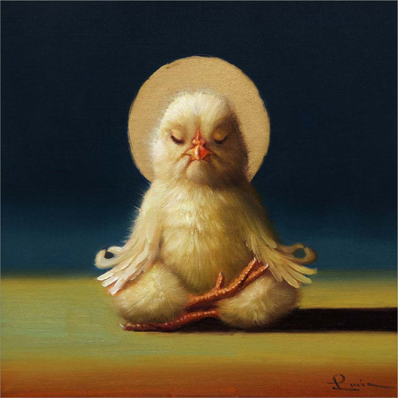 «Yoga Chick Half Lotus» par Lucia Heffernan - impression encadrée