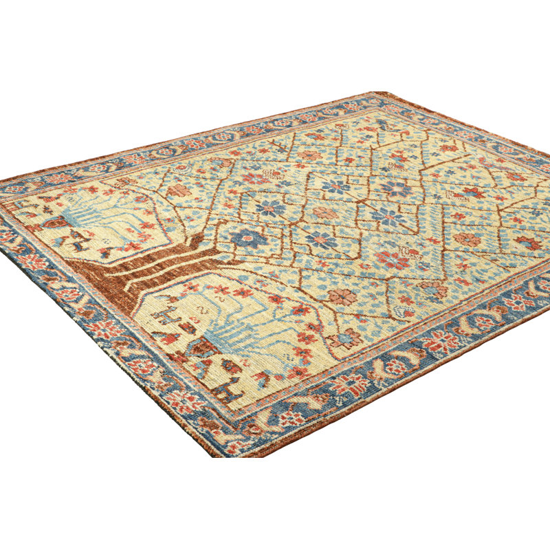 Rug & Kilim’S  Bakhtiari Style Rug In Beige With Colorful Floral Patterns, Rectangle 10' x 14'