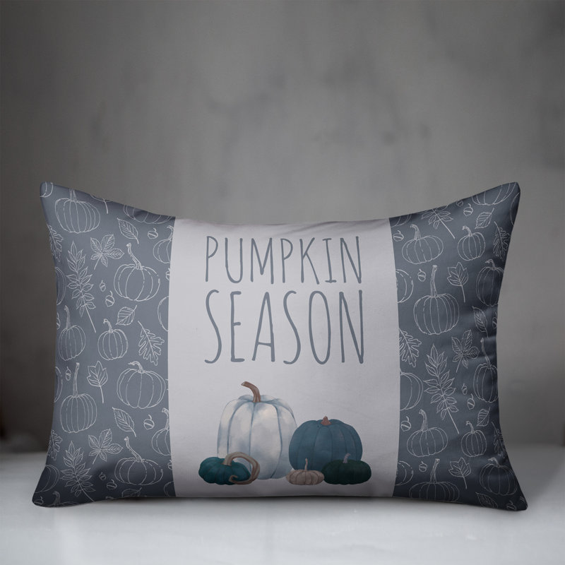 Coussin bleu 4 citrouilles
