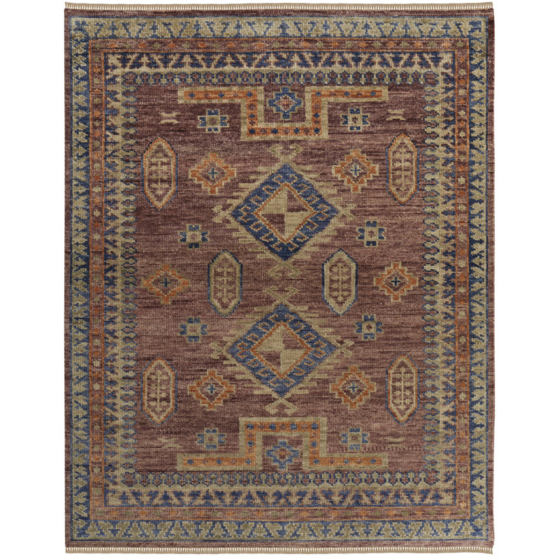 Naleia Wool Geometric Area Rug in Red, Rectangle 12' x 15'
