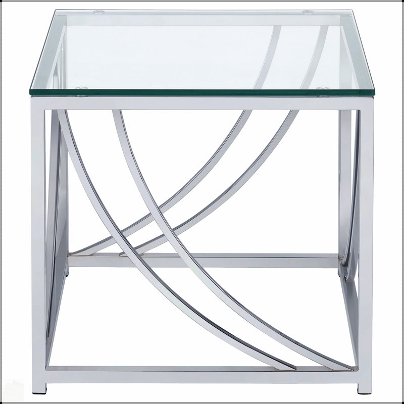 Table de bout carrée en verre Brianne, élégante et durable pour les espaces de vie modernes.
