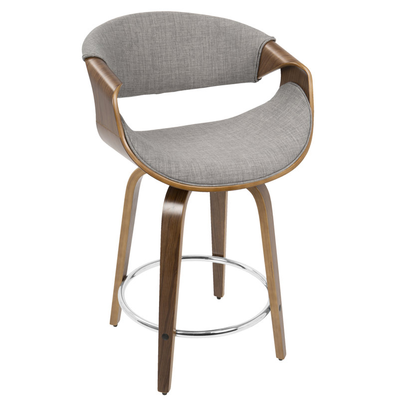 Auburn Swivel Upholstered Counter Stool, Light Gray
