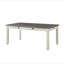 Ensemble de table de salle à manger 5 pièces à finition blanche antique avec 6 tiroirs et 4 chaises d'appoint rembourrées-780339595