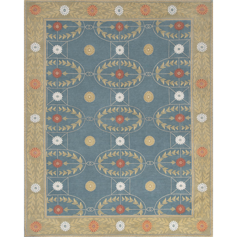 Athena Oriental Area Rug in Blue/Green/Yellow, Rectangle 3' x 5'