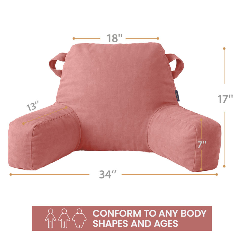 Comfy Backrest Pillow Arm Pillow With Pockets, Pink