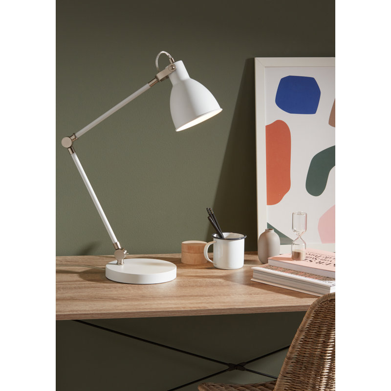 Pares Metal Desk Lamp, White/Steel