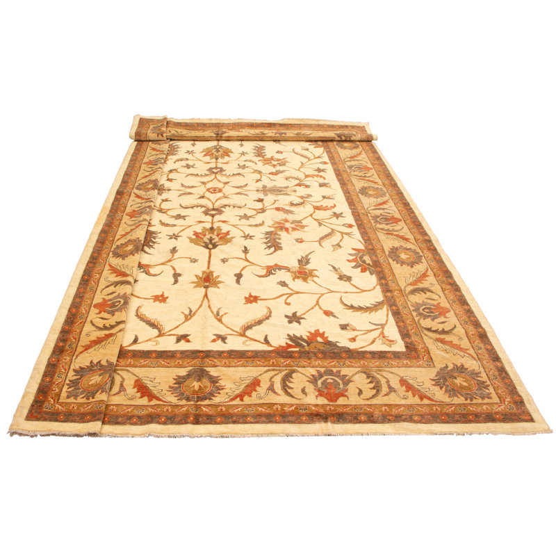 Tapis en laine noué à la main ivoire Goza