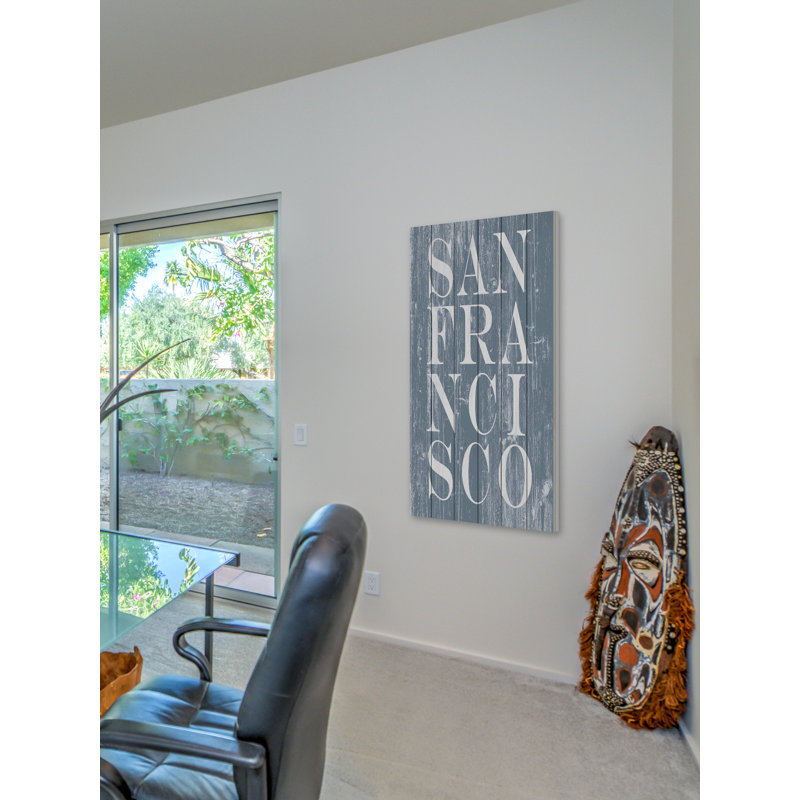 "SF Text", art textuel sur bois sans cadre, H 24 po x l 12 po x P 1,5 po