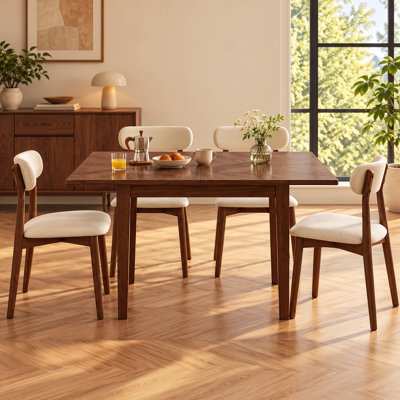 5-Piece Rectangular Folding Dining Set with Upholstered Chairs