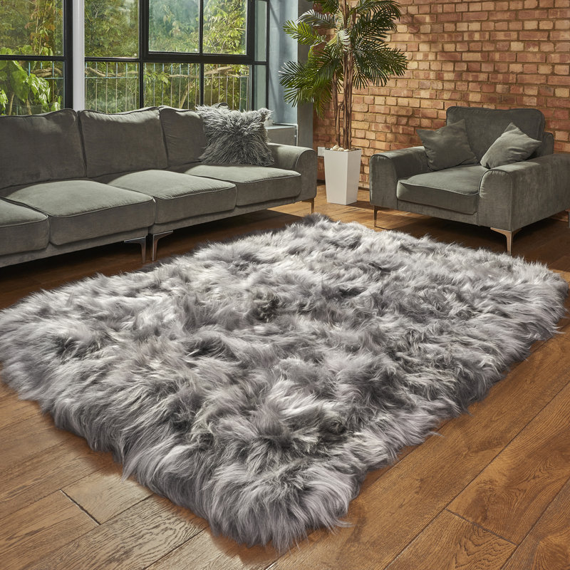 Solid Colour Sheepskin Area Rug, Octo 190 x 210cm