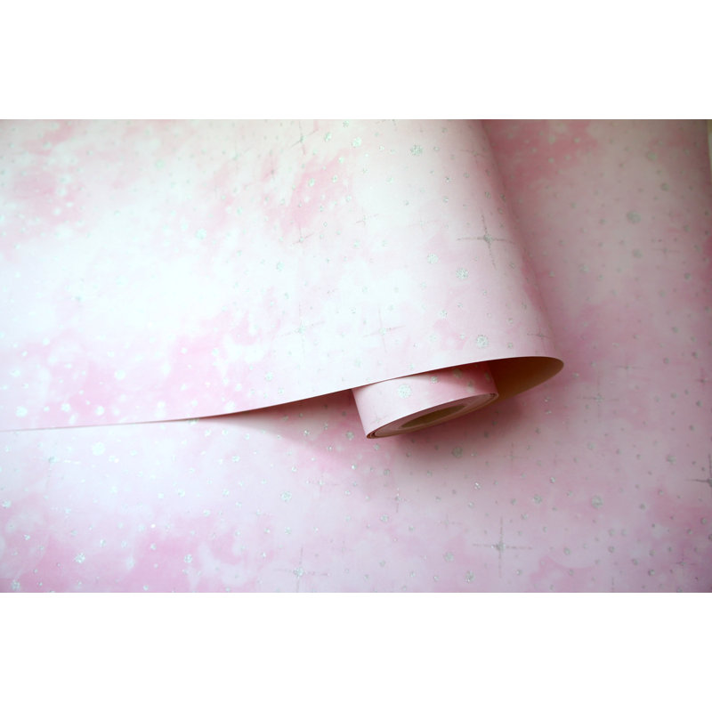 Rouleau de papier peint irisé L 33 pi x l 20,8 po Davika, Rose