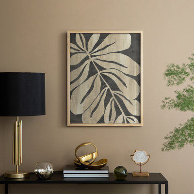 «Bold Leaf Fossil I», reproduction encadrée - bois massif