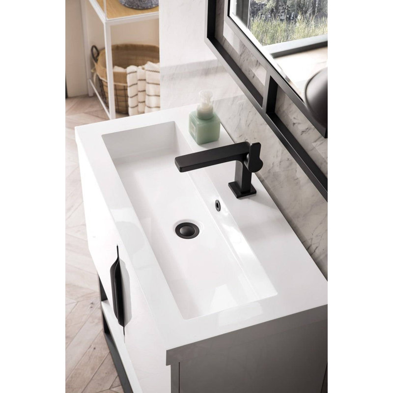 Columbia 31.5'' W Single Vanity, Ash Gray, Matte Black