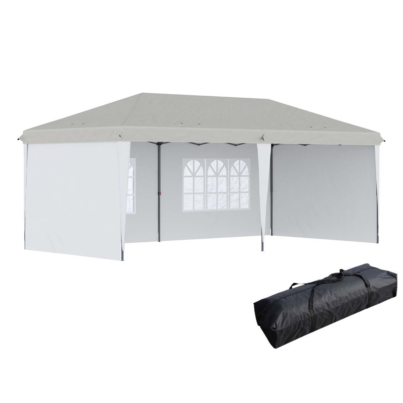 Outsunny 10' X 20' Pop Up Canopy Tent With 4 Sidewalls, Heavy Duty Tents For Parties, Outdoor Instant Gazebo With Carry Bag, For Outdoor, Garden, Patio