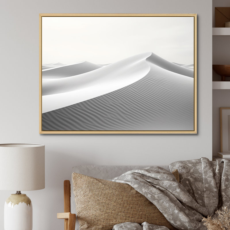 «Eernal Desert Dreams Minimalisme I», art mural sur toile, Cadre naturel flottant, H 16 po x l 32 po x P 1 po