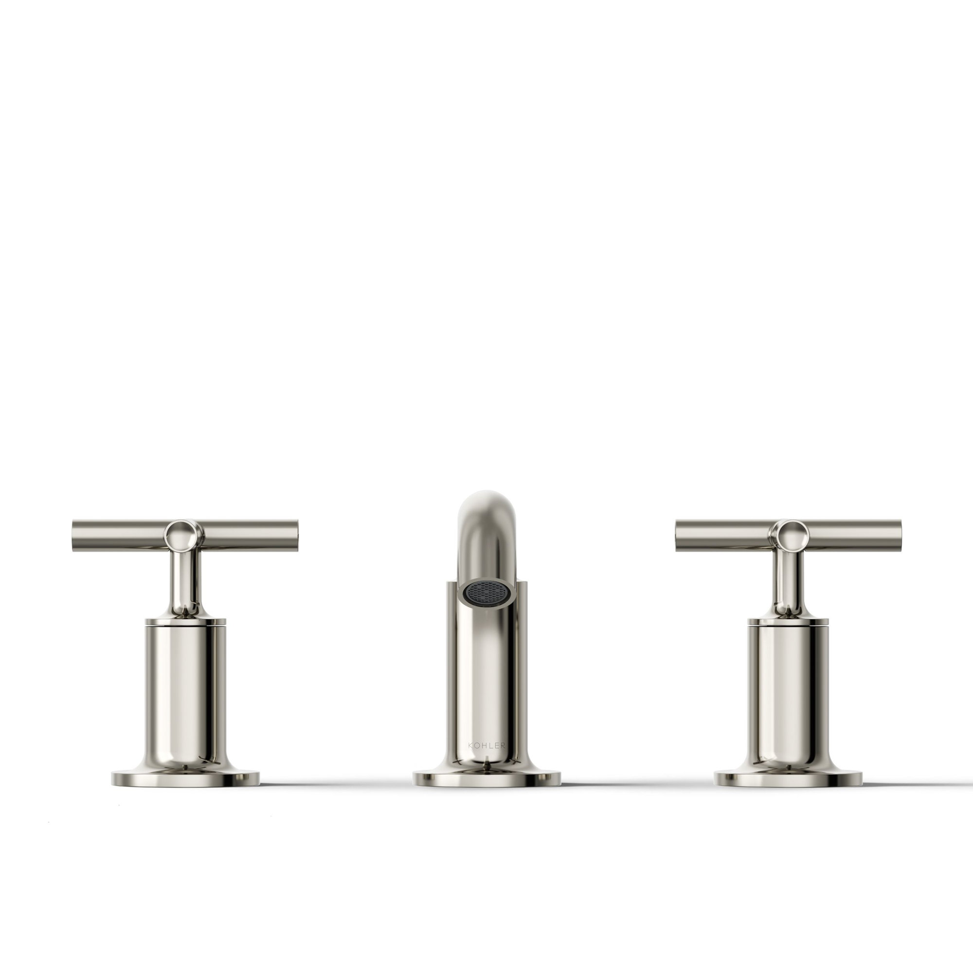 Purist Widespread Bathroom Sink Faucet with Low Cross Handles and Low Spout, Vibrant Polished Nickel