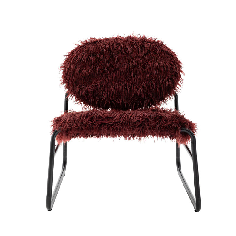 Fauteuil d'appoint industriel Nipote, Fausse fourrure rouge Claret