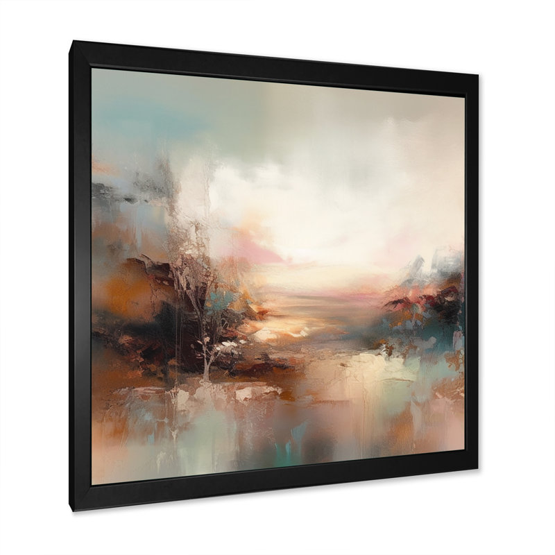 «Brown Abstracted Nature I», art mural abstrait, Impression noire sur toile encadrée, H 30 po x l 30 po