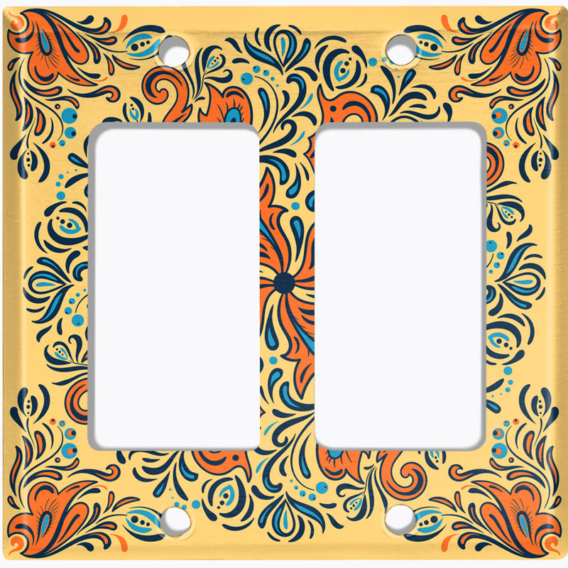 Plaque murale berçante 2 bandes Elegant Blue Orange Tile