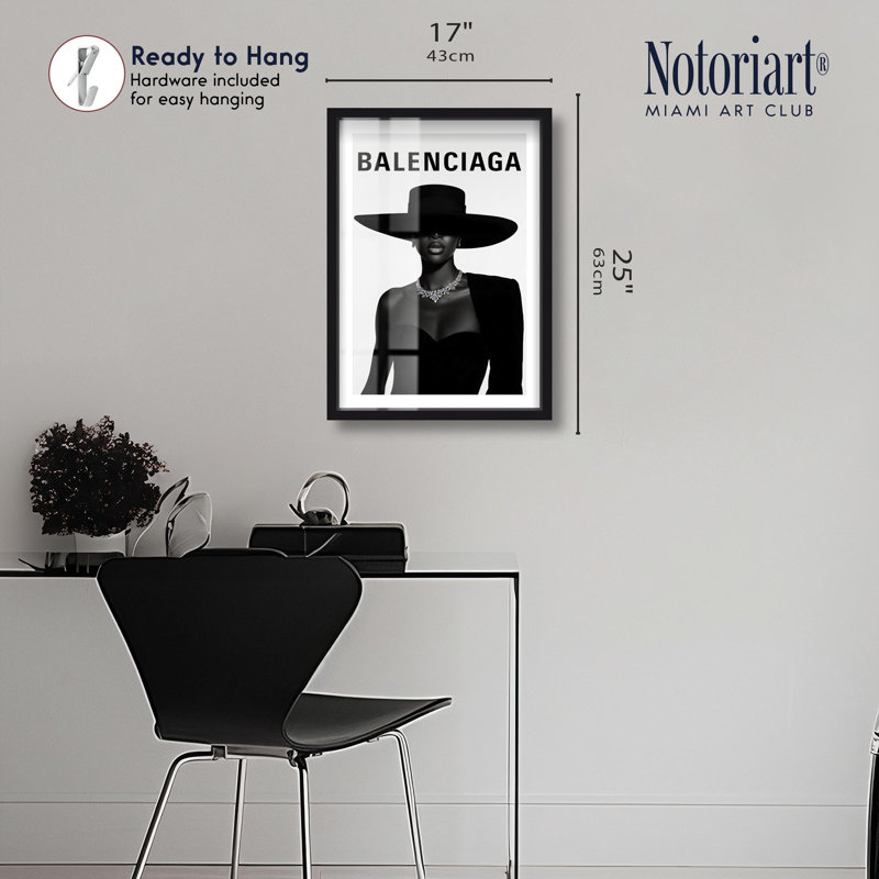 Designer Shadowbox Print Fashion Art Prints by Notoriart, Black Frame, 17 x 25, 25" H x 17" W, Black