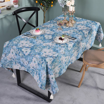 Nappe bleue à franges de style peinture à l'huile