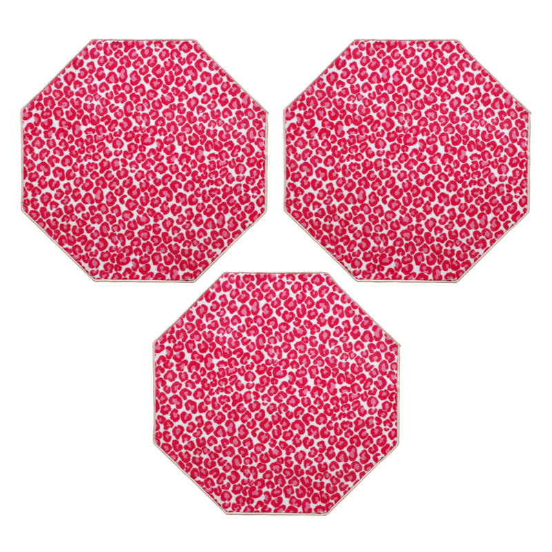 Ensemble de tapis touffetés en nylon rose / blanc Gerfer, Octogone 3 pi