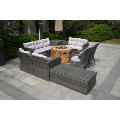 9 - Person Patio Conversation Set with Cushions