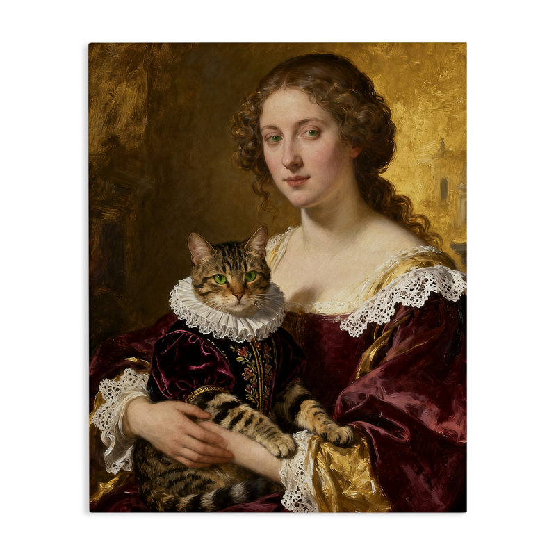 «Renaissance Lady with Regal Cat», conception par CAD Designs, H 20 po x l 16 po