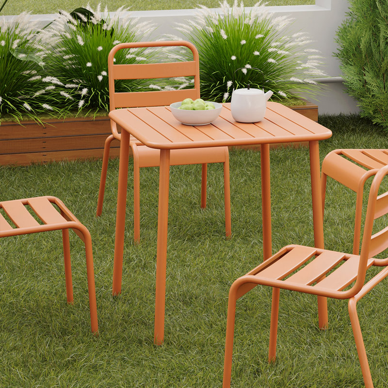 Red Square Outdoor Patio Dining Table, Villa Open Air Table, Retro American Modern Simple Balcony Coffee Table, Waterproof