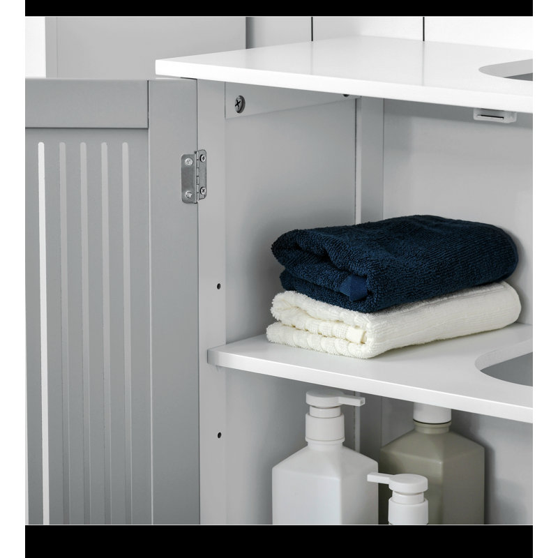 Kleankin Modern Under Sink Cabinet With 2 Doors, Bathroom Vanity Cabinet with Adjustable Shelves, White;Gray