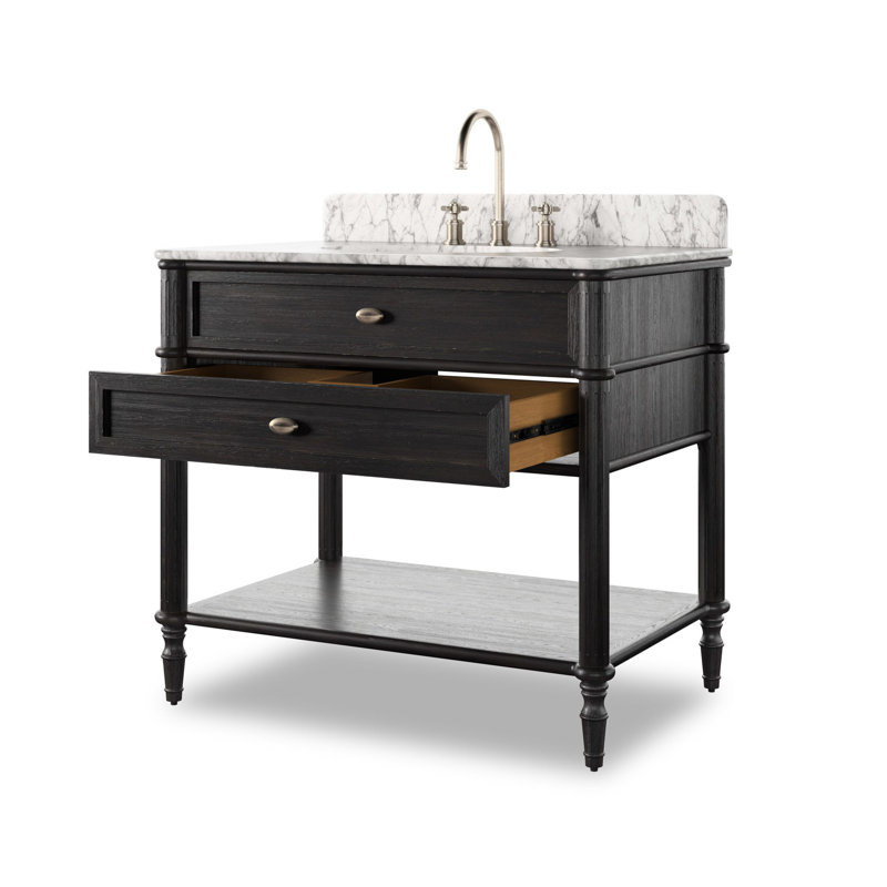 Toulouse Single Vanity-Satin Black Veneer, Satin Black Veneer