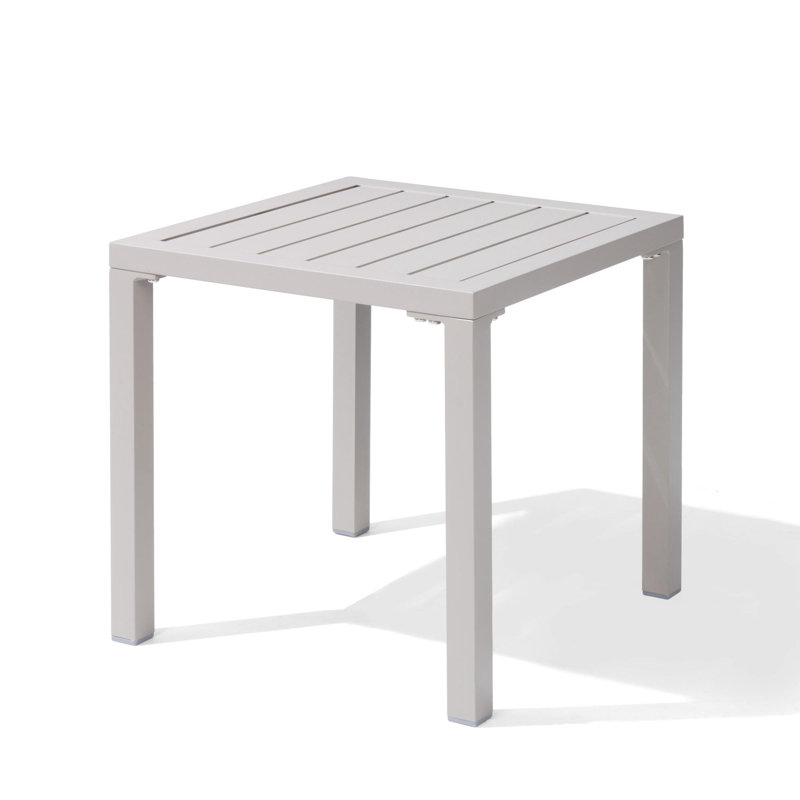 Herv Square Aluminum Outdoor Side Table, Beige
