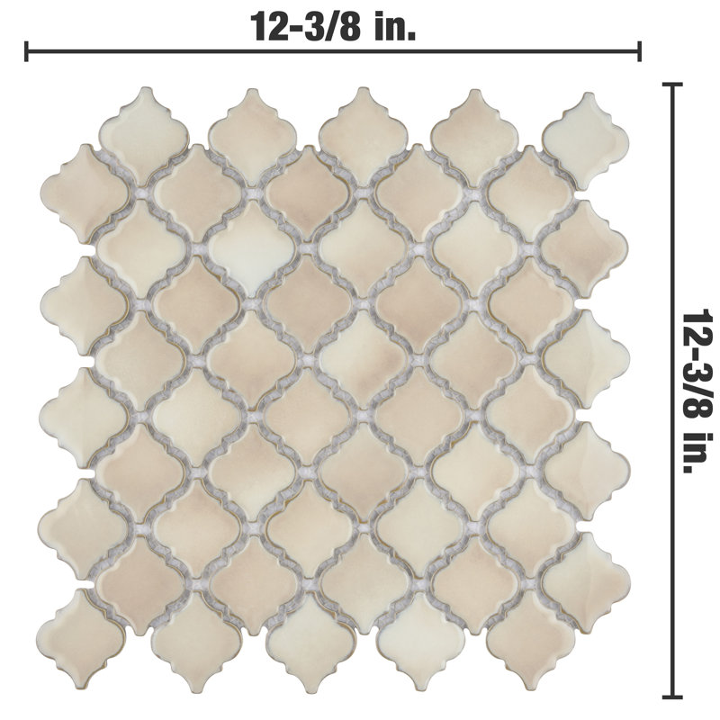 Hudson Tangier 2" x 2" Porcelain Arabesque Mosaic Wall & Floor Tile, Truffle