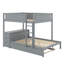 Lit superposé double avec lit gigogne simple, rangement et bureau-947266662