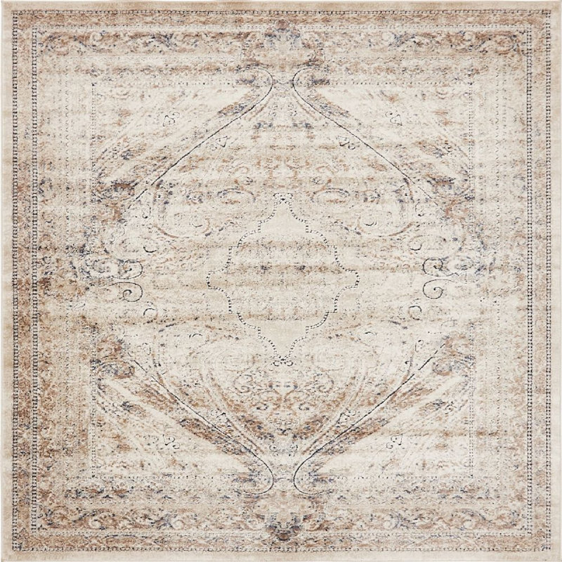 Tapis oriental brun clair Parrado, Carré 7 pi