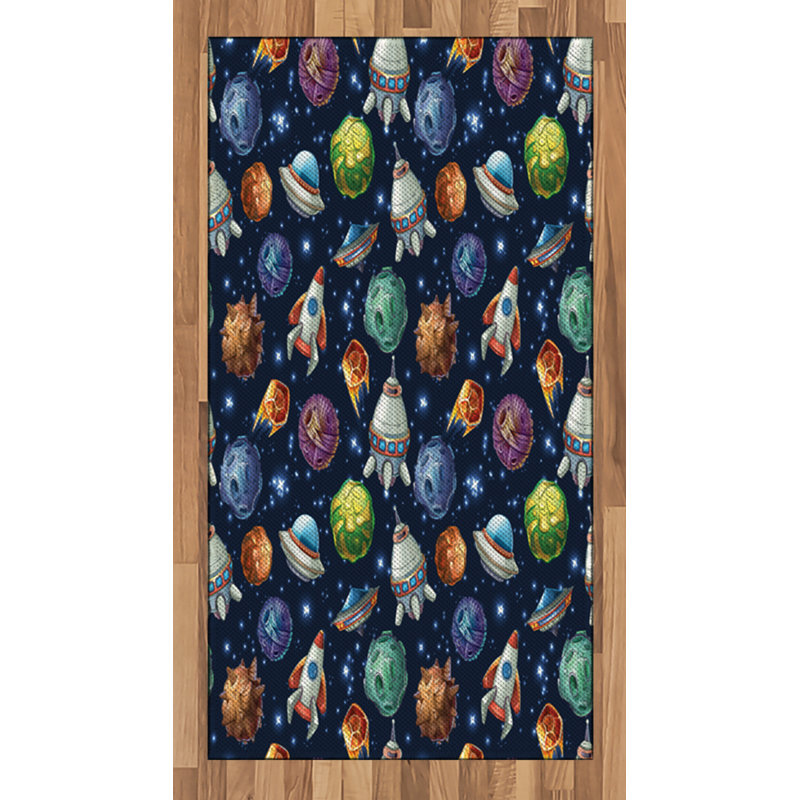 Space Blue Area Rug, Rectangle 2'7" x 5'