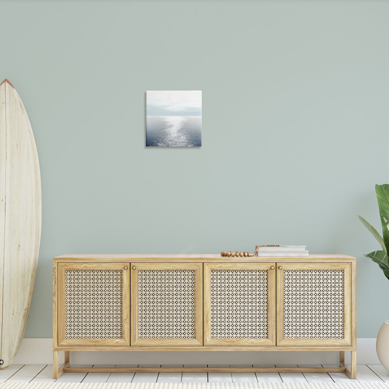 Ocean Ripples Blue and White Canvas Landscape Print, 17 x 17