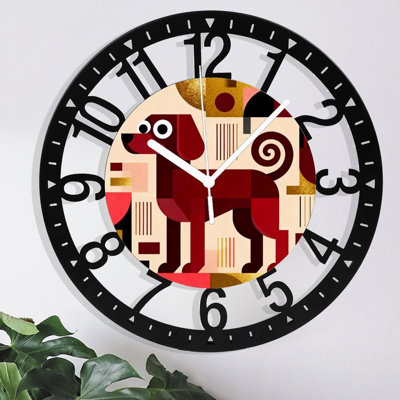 10" Round Iron Wall Clock with Silent Quartz Movement, Arabic Numerals, UV-Printed Design