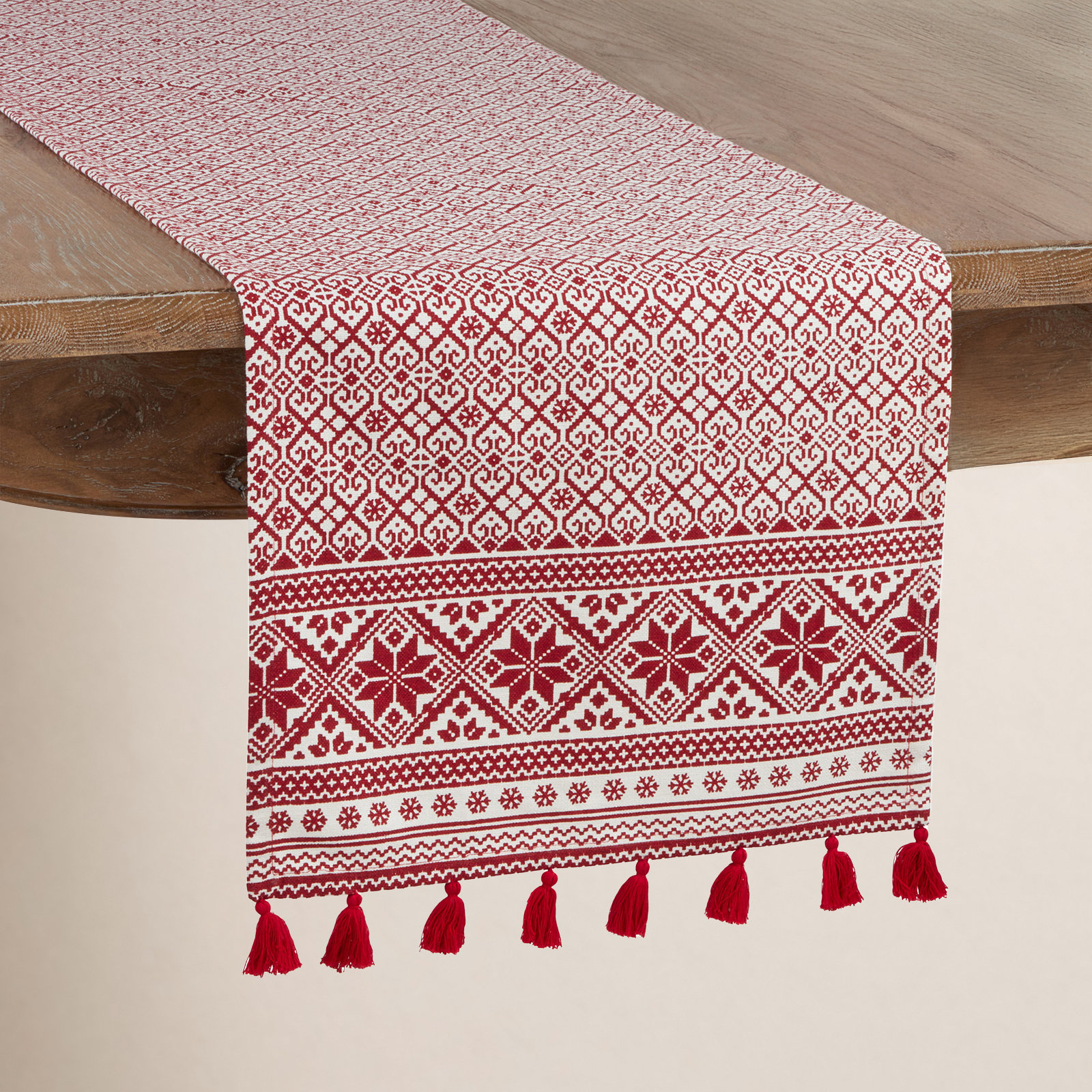 Jayapura Geometric Christmas Table Runner, 16" x 108"