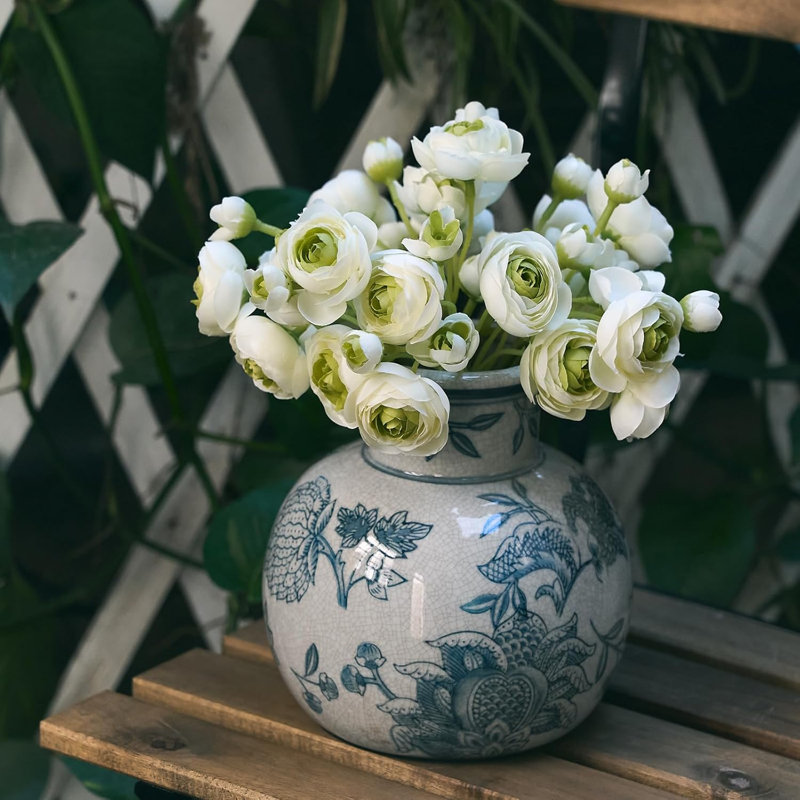 Vase rétro bleu et blanc