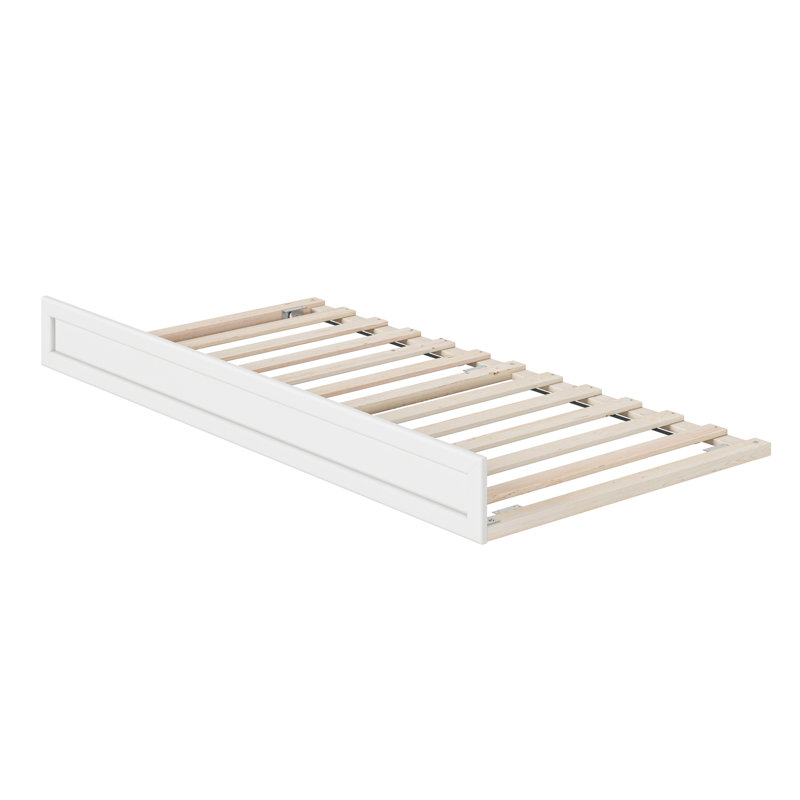 Lit gigogne en bois massif Sanvir, Blanc, Lit simple