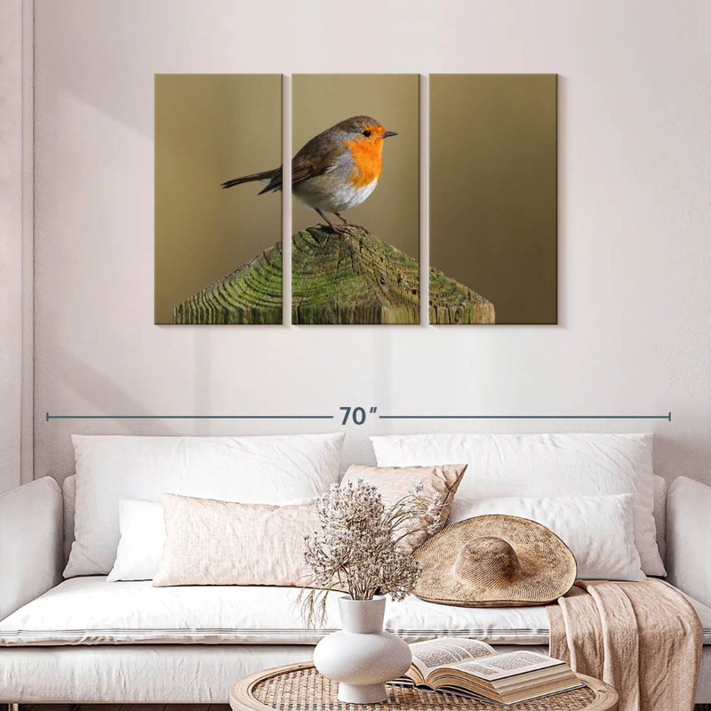 Brampt Bird Standing On Wood Post, 28" H x 45" W