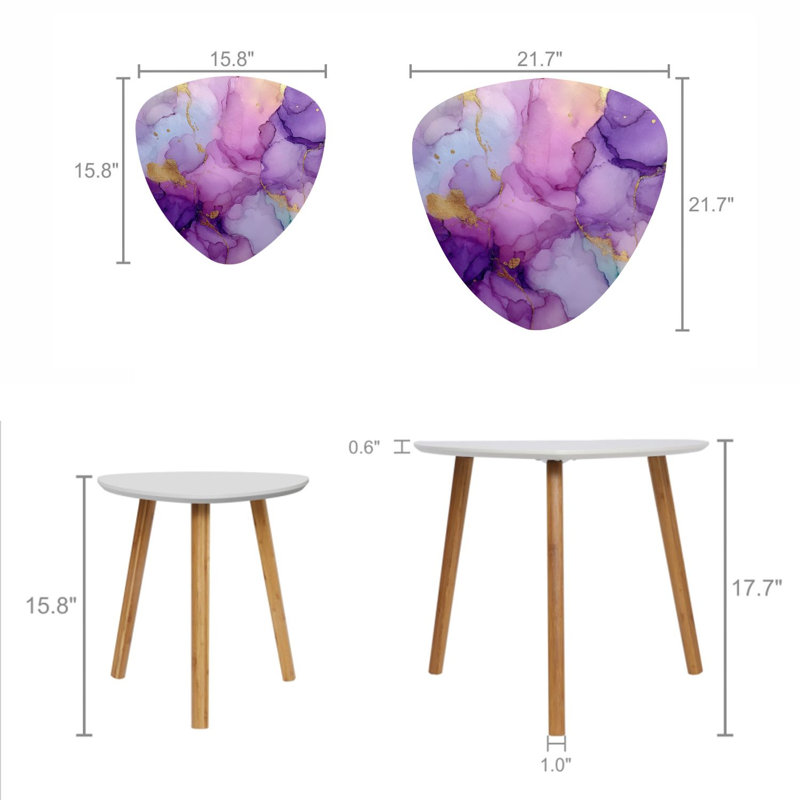 Ensemble de 2 tables gigognes Triangle Nest, Mauve / bleu